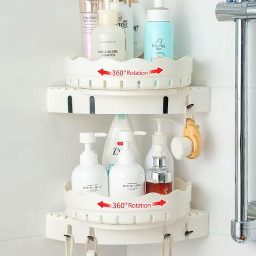 Bathroom Rotating Tray Makeup Organizaer Shelves Kitchen Spice Cans Storage Container Kitchenware Storage Hooks Organization