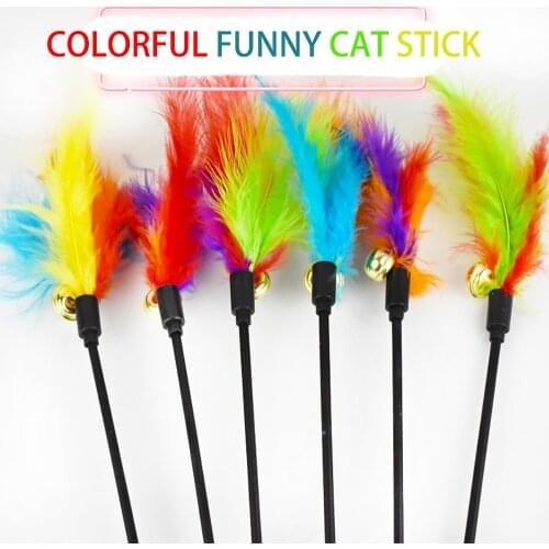 Funny Cat Stick Feather With Bells Funny Cat Stick Black Stick Funny Cat Stick 41cm Funny Cat Stick Interactive Toy Dropshipping