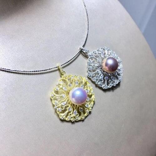 LACY 925 Sterling Silver Pearl Pendant Necklace Pendant Findings Jewelry Parts Fittings Women Accessories, 3pcs/lot