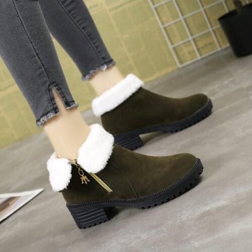 NEW Women Boots Autumn Winter Boots Classic Zipper Snow Ankle Boots Winter Suede Warm Fur Plush Women Shoes 35-40 NVXUE9