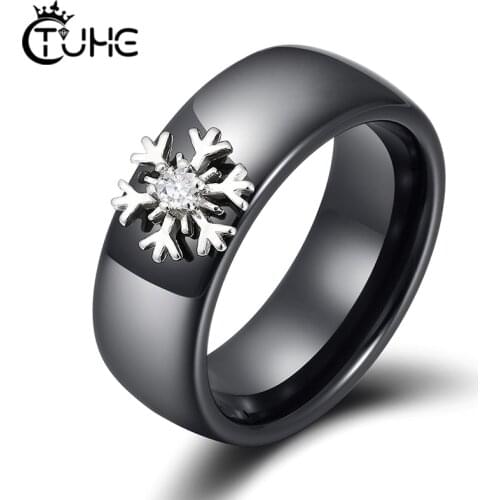 Silver Bling Snow White Crystal 8mm Ceramic Rings For Women Fashion Jewelry Elegant Wedding Engagement Ring Smooth Ceramic Ring