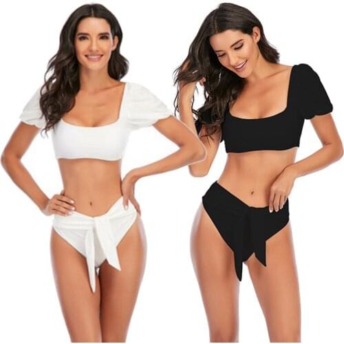 2021 High Waist Bikini Swimsuit Floral Ruffled Hem Bikini Set Swimwear Swimsuit Beach Bath Suit Women Brazilian Biquini Bikini