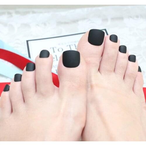24PCS fashion design cute toes latest style Scrub fake toe Black #B