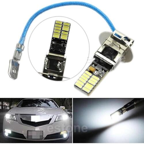 24-SMD-4014 H3 6500K HID White LED Bulbs for Fog Light or Driving Lamp New