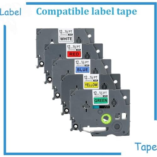 5PK Mix colors choosable TZe731 TZe 231 TZe431 TZe 631 tze531 compatible tze label tape P-Touch PT-d200 - 12mm wide x 8m length