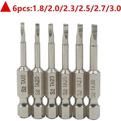 6pcs 50mm Triangle Magnetic Screwdriver Bits S2 Steel 1/4 inch Hex Screwdriver Bit Set DIY Hand Tools