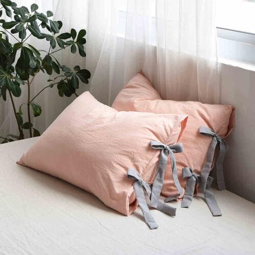 74x48/50x80cm 2pcs solid princess pink pillowcase cotton envelope pillow covers bed couple grey frill pink pillow case