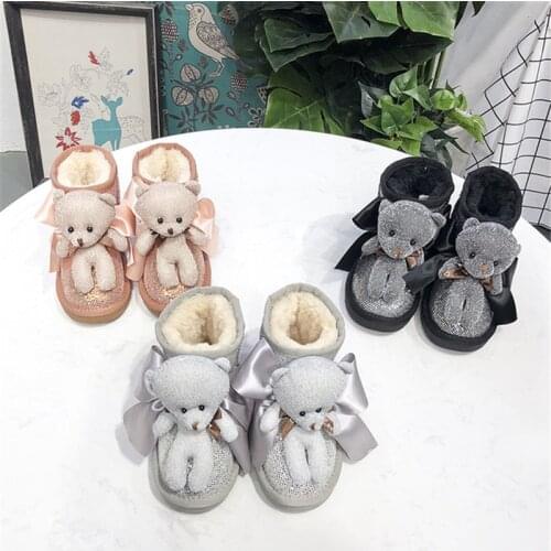 2020 Beautiful Ankle Snow Boot Kids Warm Boots Children Winter Boots Boys Girls Genuine Leather Plush Shoes Wateproof Snow Boots