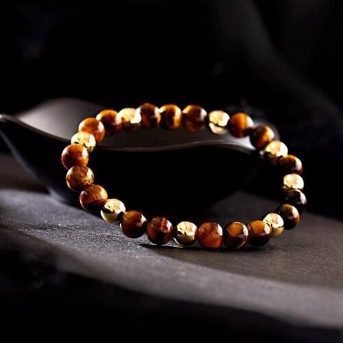 Fashion Bracelet Homme Tigers Eye Stone Beads Copper Men Elastic Lava Turquoises Bracelet For Women