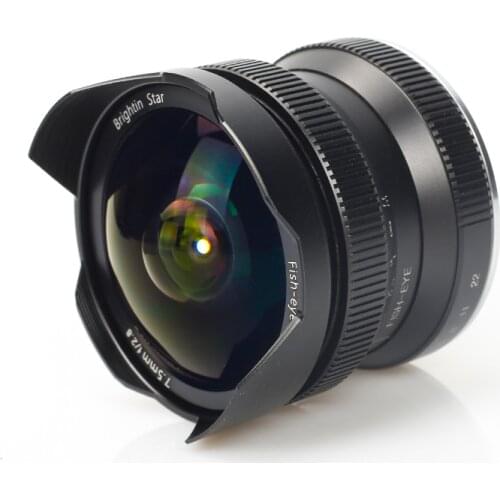 Brightin Star 7.5mm F2.8 fisheye Angle Manual Focus Prime Lens for Canon EF-M Sony E Fujifilm Fuji X FX M4/3 Mount Mirrorless