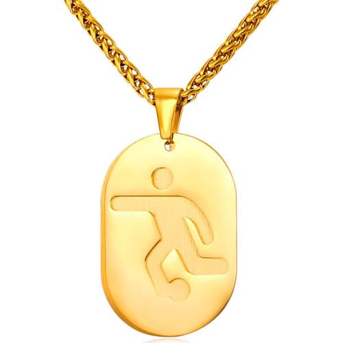 Collare Sport Gym Basketball Necklaces & Pendants Gold Color Stainless Steel Fitness Double Dog Tag For Men Jewelry P935