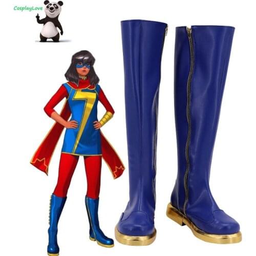 CosplayLove Ms. M Kamala Khan Shoes Cosplay Long Boots Leather Custom Made For Halloween Christmas