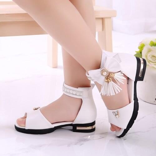Kids Summer Sandals Girls High Heels Boots For Girls Pearls Beading Princess Boots Shoes 4 5 6 7 8 9 10 11 12 13 14 Years old