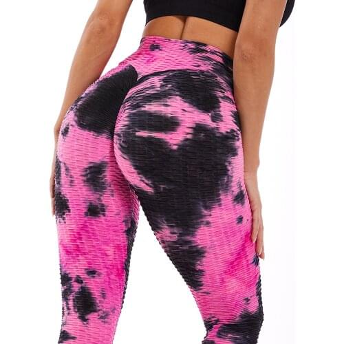 Women Push Up Booty Lifting Fitness Legging High Waist Anti-Cellulite Fold Pants Elasticity Tie Dye Workout Jeggings Shorts