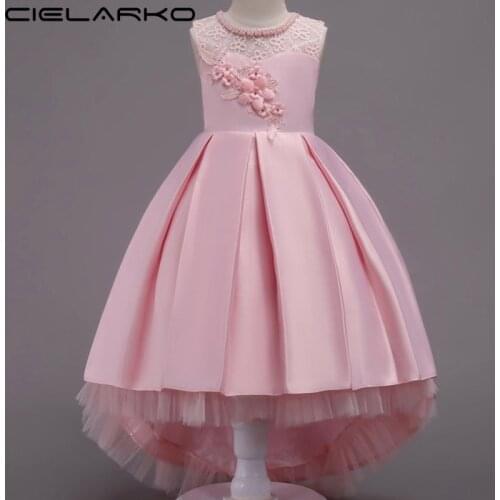Cielarko Elegany Girls Dress Lace Flower Wedding Mermaid Dresses Kids Birthday Party Ball Gown Children Prom Clothes for Teenage