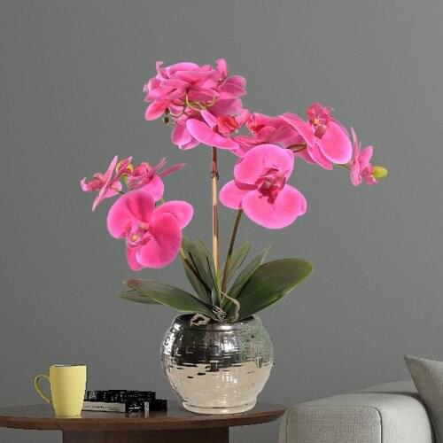 Artificial Flower Potted Plants Insulation Feel Butterfly Orchid Set Decoration Home Ornaments Living Room Table Furnishings
