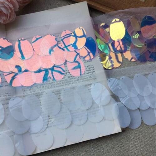 10cm width Exquisite mesh handmade sequins lace home curtain dress performance clothing long material