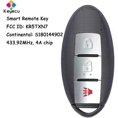 KEYECU Smart Remote Car Key With 3 Buttons for Nissan Pathfinder Murano Titan 2019 2020 Fob S180144902 433.92MHz FCC ID:KR5TXN7