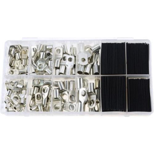 240PCS/BOX SC Bare Ring Terminals Lug Tinned Copper Tube Lug Seal Battery Wire Connectors Bare Cable Crimped Soldered SC6-SC25