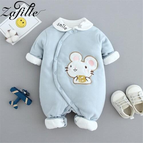 ZAFILLE Baby Winter Clothes Lovely Turn-Down Collar Warm Animal Jumpsuit For Babies Kids 100% Cotton Newborns Babys Rompers