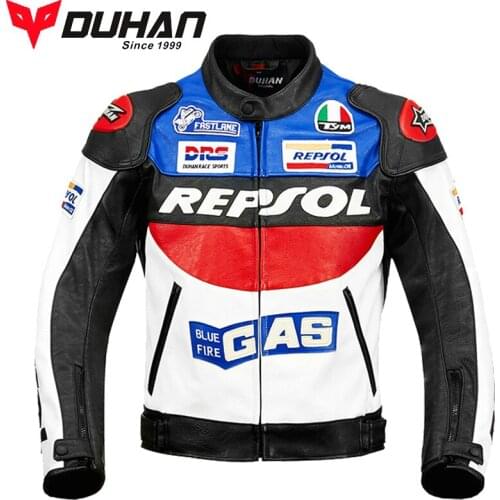Duhan Made Moto GP REPSOL Racing PU Leather Motorcycle Jacket VS02 Waterproof Blue Orange Spring Autumn Winter Hot Cold Protect
