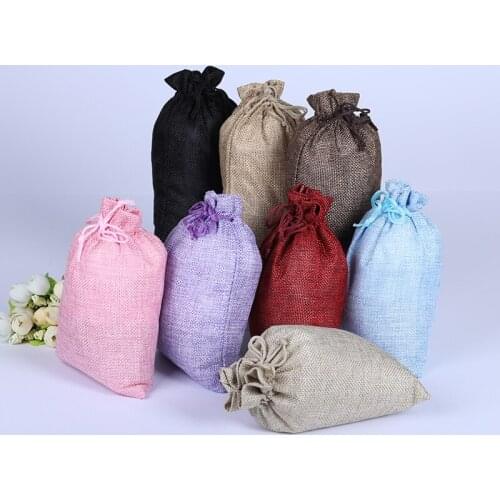10Pcs Burlap Packing Pouches Drawstring Bags Wedding Favors And GiftsHemp Cord Twine String for Jewelry Making Jewelry Display