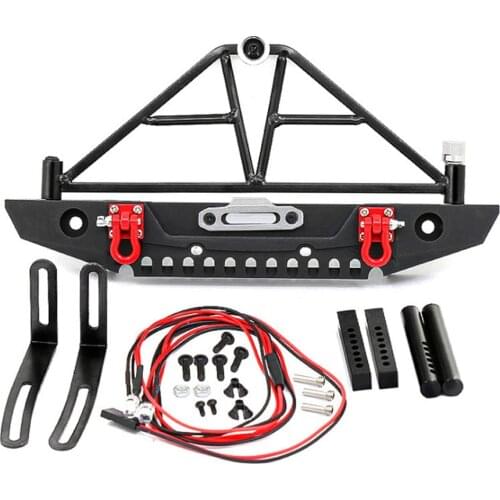 Metal Rear Bumper with 2 Led Lights for 1/10 RC Crawler Axial SCX10 II 90046 D90 Trsxxas TRX4 RC Car Install RC Winch Parts