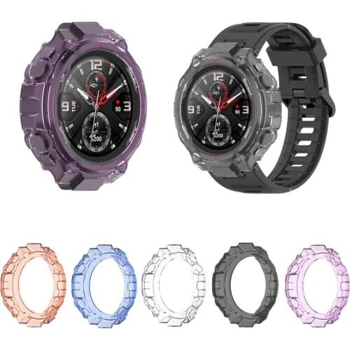 TPU Soft Glass Screen Protector Case Shell Full Edge Frame For Amazfit T-rex/Trex Pro Sport Smart Watch Protective Bumper Cover