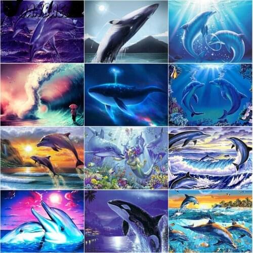 Dolphin Diamond Painting Cross Stitch Embroidery Mermaid Digital Mosaic Kit Handmade Home Decoration Accessories