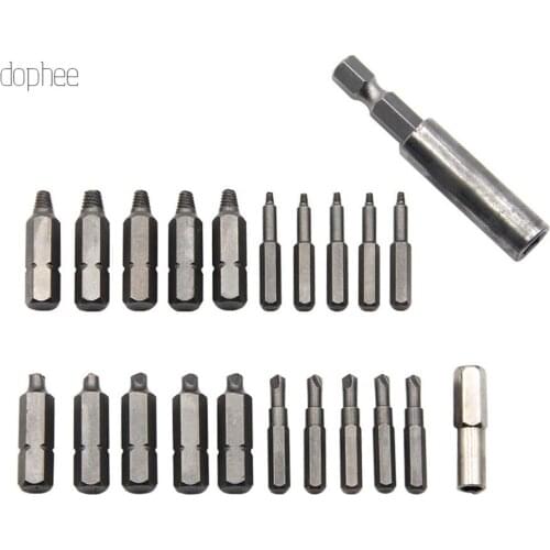 Dophee 22pcs Damaged Screw Extractor Tools Disassemble Screws Bolt Stud Slip Teeth Damaged Demolish Stripped