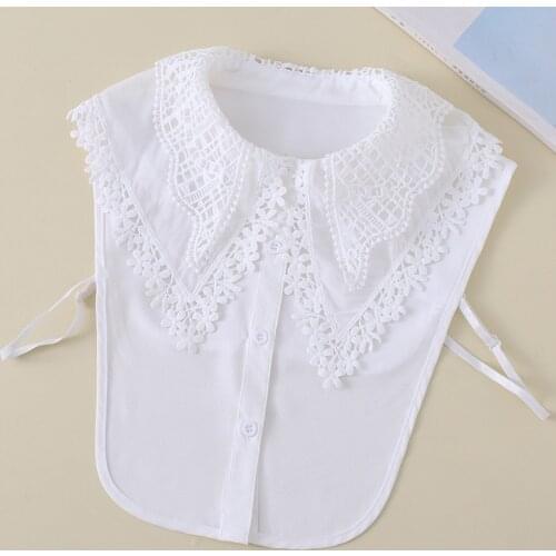Chiffon Embroidery Fake Collar Half Shirt Vest Ladies Big Laple Detachable False Collar Sweater Decoration Formal Faux Col
