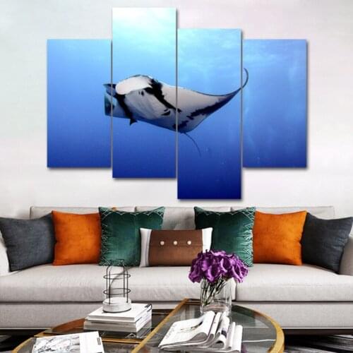 Wall Art Ocean Treasure Animals Rays Modular Pictures On The 4 Pieces Canvas Painting Prints and Posters for Sitting Room Decor