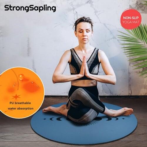 Round Non-Slip Natural Rubber Mat Eco-Friendly Exercise Fitness Trainning Gym Pilates Mats Home Carpet Diameter 68cm Meditation