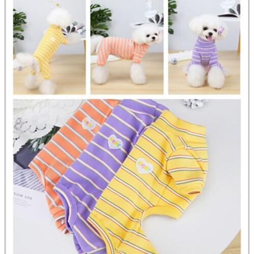 Dog Clothes Pet Clothes Autumn and Winter Teddy Small Dog Supplies Striped Love Four-legged Clothes Dog Clothes for Small Dogs