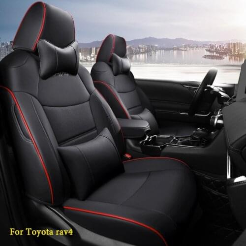 Original Custom Car Seat Covers For Toyota rav4 2020 2021 Seasons Universal Waterproof Leatherette Fit Full Set 4 colors ( red)
