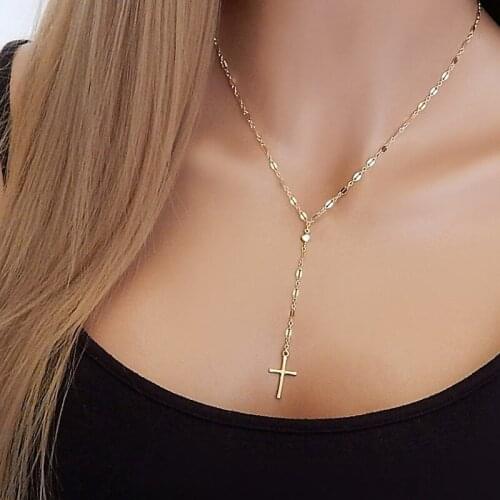 Cross Necklace Women Retro Cross Pendant Clavicle Chain Necklace Harajuku Womens Jewelry Accessories Collares Kpop