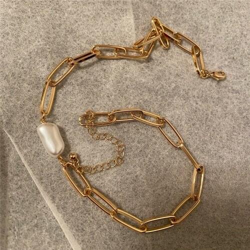 High Quality Gold Color Plating Irregular Pearl Pendant Necklace For Women Girl Delicate Bohemia Collar Jewelry