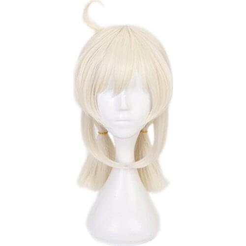 Klee Cosplay Wigs Game Genshin Impact Ponytails Beige Medium Women Heat Resistant Synthetic Hair Wig