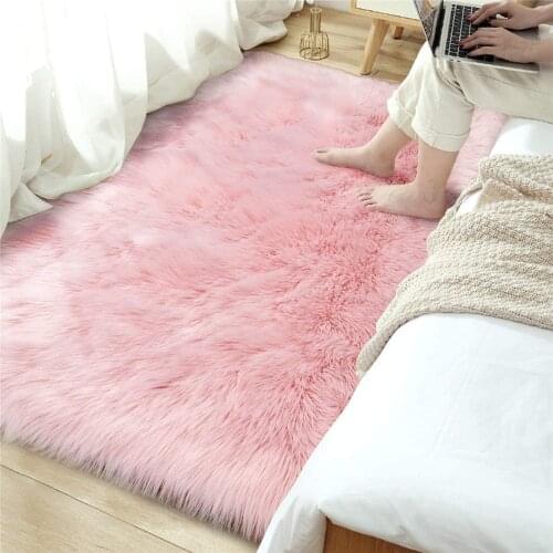 Plush Sheepskin Style Carpet Faux Fur Elegant Chic Cozy Shaggy Rug Home Decorator Luxury Fluffy Super Soft Kids Play Mat