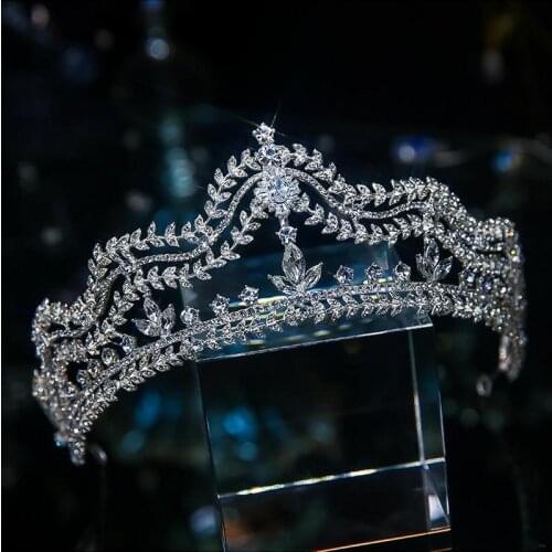 Baroque Luxury Geometric Crystal Leaf Bridal Tiaras Crown Rhinestone Pageant Diadema Collares Headbands Wedding Hair Accessories