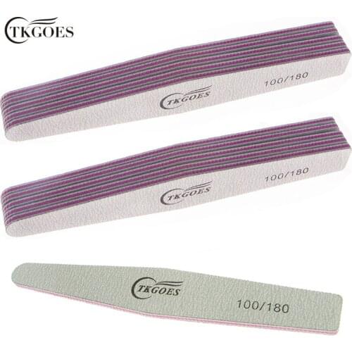 TKGOES 10Pcs/Lot Professional Nail File 100/180 Nail Art Sanding Buffer Block Pedicure Manicure Buffing Polish Tools Nail Files