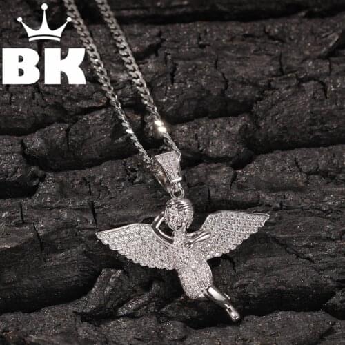 THE BLING KING Custom The Angel Necklace Hip Hop Full Iced Out Cubic Zirconia gold sliver CZ Stone