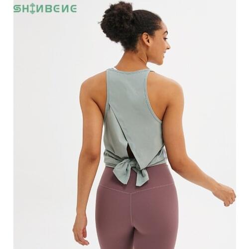 SHINBENE BACK TIE Loose Gym Fitness Yoga Tank Tops Women Lightweight Cotton Running Workout Athletic Vest Sleeveless Shirts