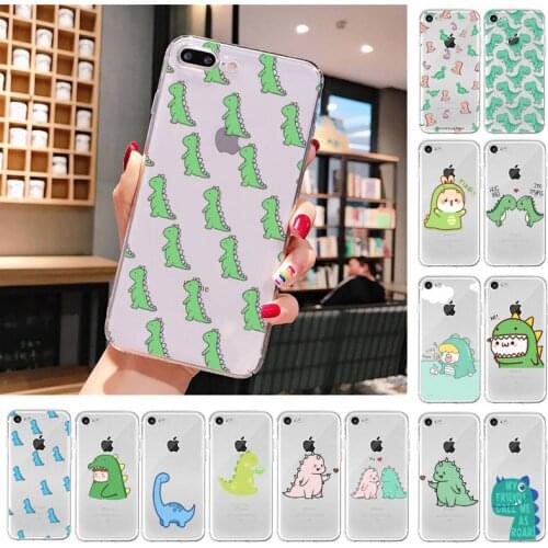 Cute dinosaur Phone Case For iPhone X XS MAX 6 6s 7 7plus 8 8Plus 5 5S SE 2020 XR 11 11pro max Clear funda Cover
