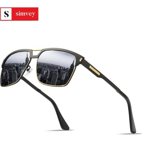 Simvey Classic Retro Mens Designer Sunglasses Outdoor Sports Polarized Fishing Golf Sunglasses Metal Frame UV400 Protection