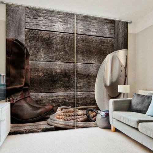 Modern personality curtains Home Decoration Blackout 3D Curtain stereoscopic brown woods curtains
