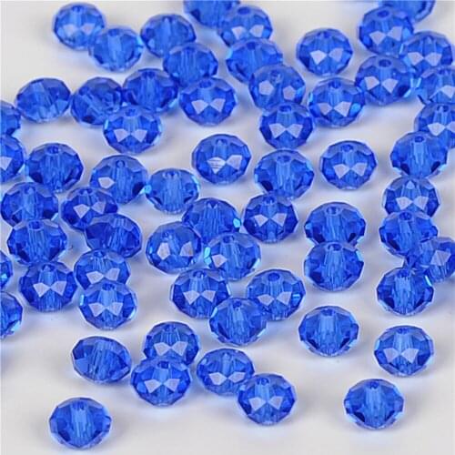 Middle Blue Color 145pcs/bag 3*4mm Rondelle Austria faceted Crystal Glass Beads Loose Spacer Round Bead for Jewelry Making