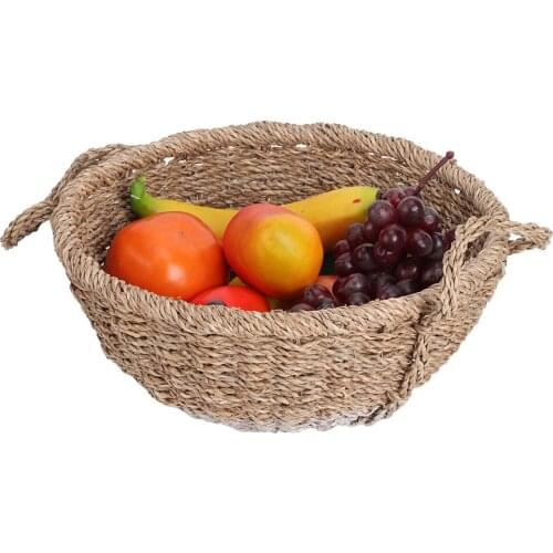 Produce Bag Retro Style Grass Woven Fruit Basket Bread Holder Food Storage Container Organizer Vegetables Storage