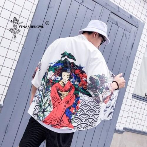 Japanese Kimono Traditional Robe Kimono Cardigan Men Summer Beach Harajuku Unisex Holiday Kimono Cosplay Yukata Women Shirt Tops