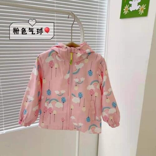 Spring /Autumn Jacket For Girls Boys Coats Hooded Unicorn Rainbow Pattern Baby Clothes Outwear Kids Windbreaker 2-8Y Children